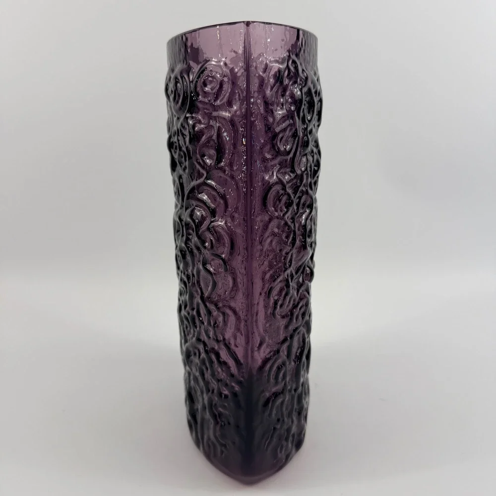 Blenko 6731 Plum Textured Art Glass Vase Joel Philip Myers Purple MCM
